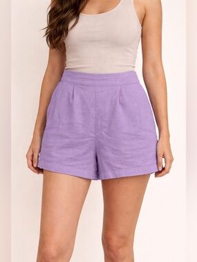 Abercrombie & Fitch Lavender Pleated Shorts Cotton Size Medium